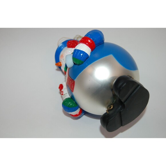 LARGE NORTH POLE SNOWMAN EUROPEAN SANTA'S BEST BLOWN GLASS CHRISTMAS ORNAMENT 7" - Picture 12 of 12